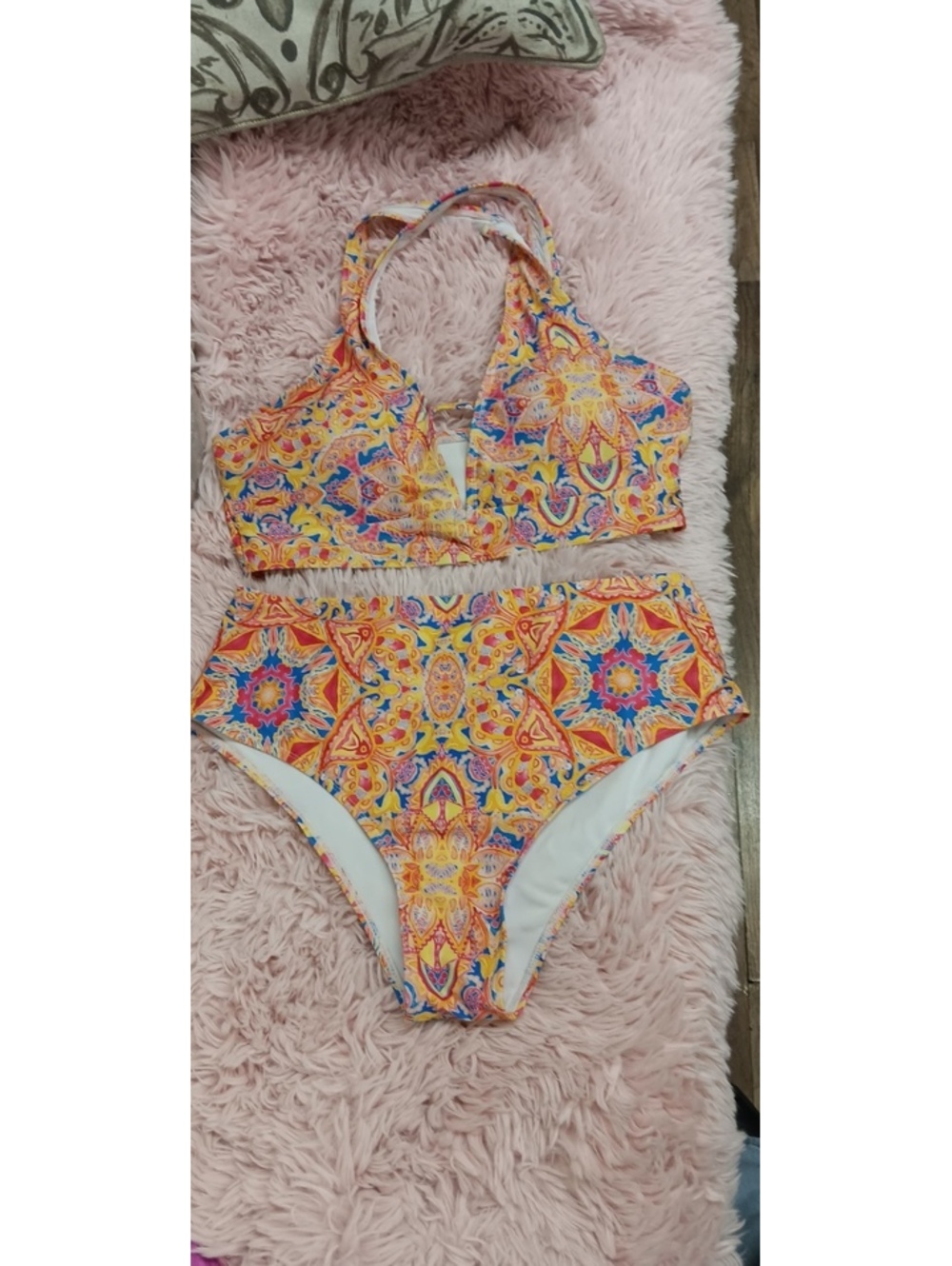Hello and orange kaleidoscope bikini set